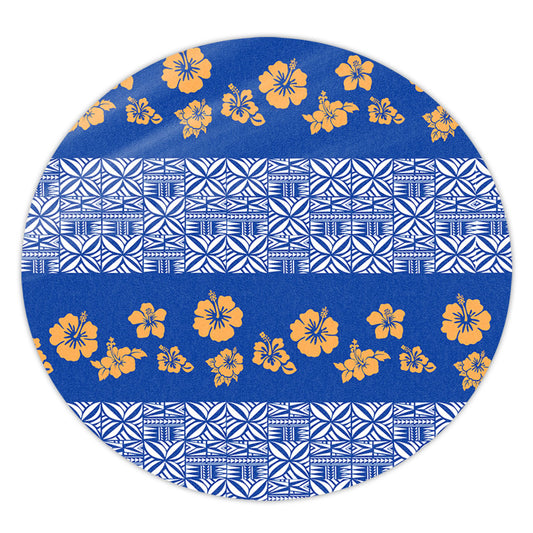 Samoa Round Rug Hibiscus Pattern Island