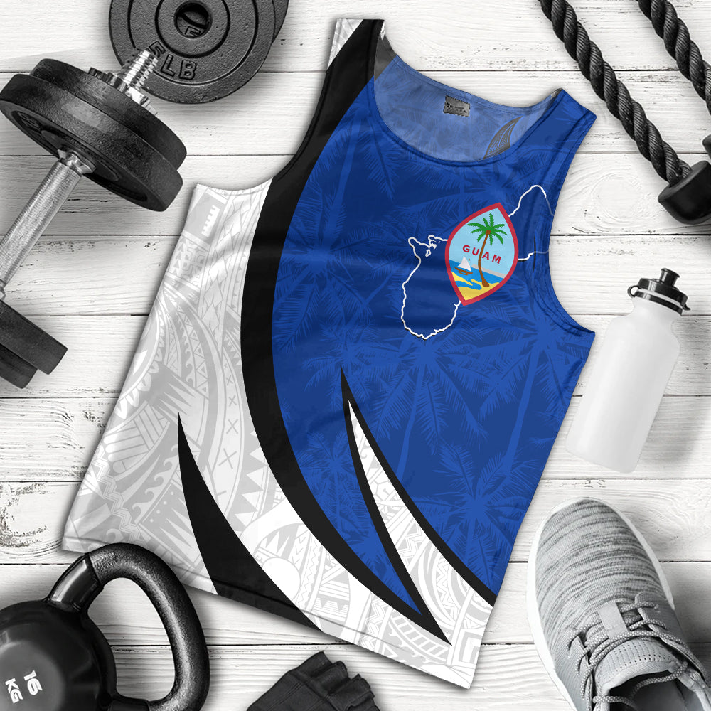 Guam Tank Top Seal And Map Tribal Coconut Tree Pattern Circle Curve
