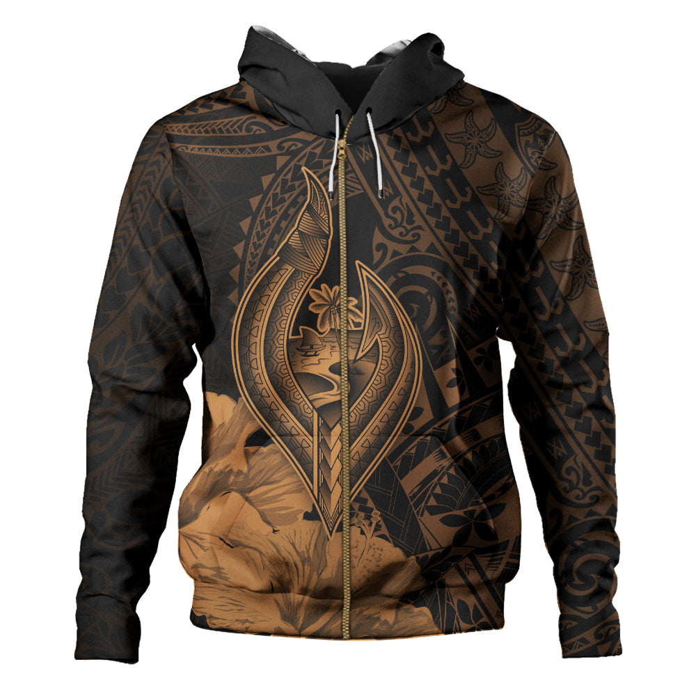Guam Hoodie Tribal Seal Hook Hibiscus Style