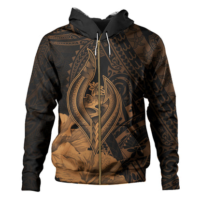 Guam Hoodie Tribal Seal Hook Hibiscus Style