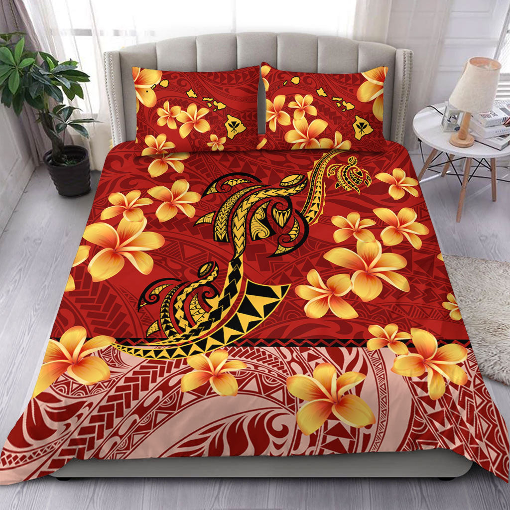 Hawaii Bedding Set Plumeria Flower Fabric Design