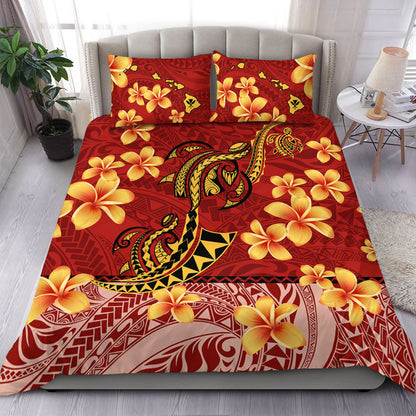 Hawaii Bedding Set Plumeria Flower Fabric Design