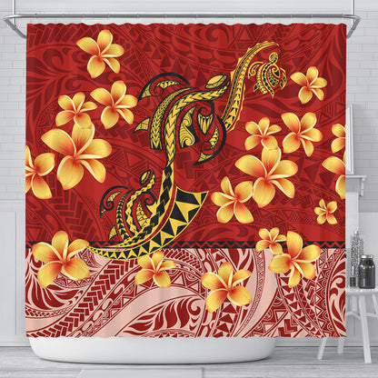 Hawaii Shower Curtain Plumeria Flower Fabric Design