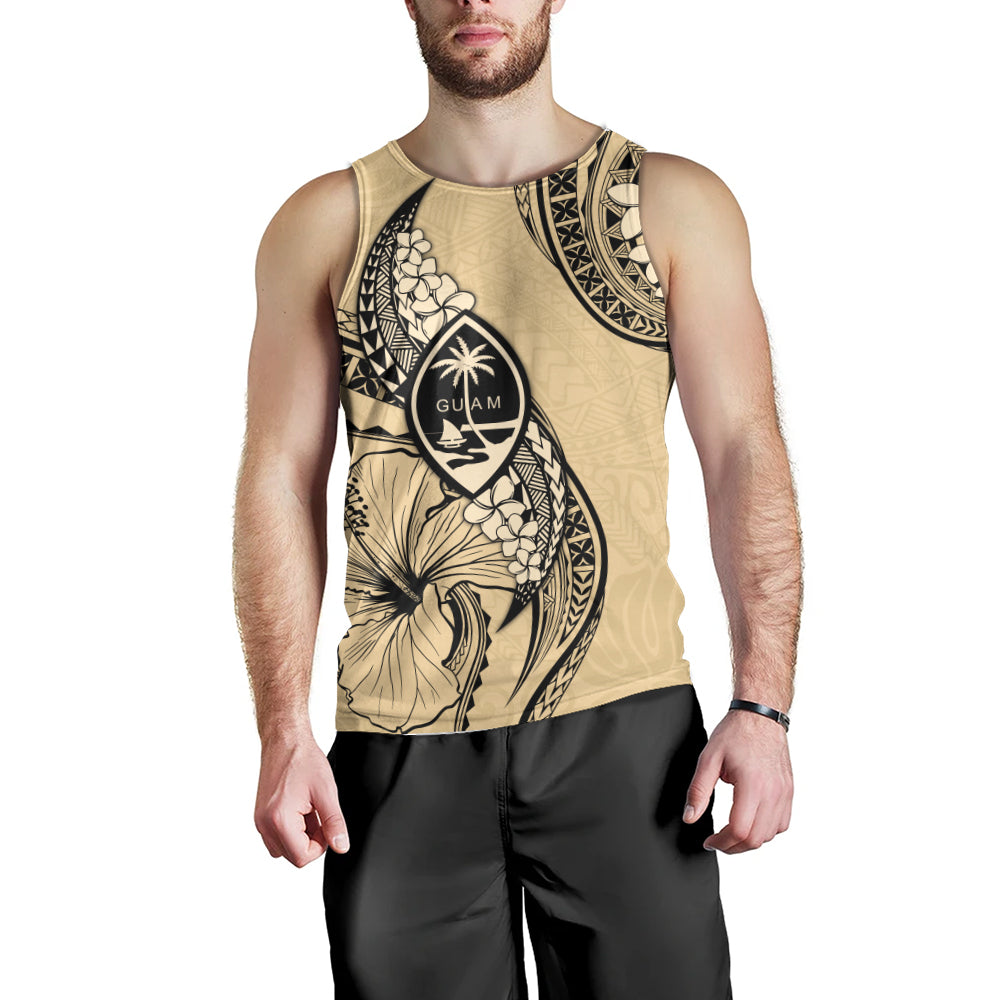 Guam Tank Top Tribal Tropical Flower With Pattern Leaves