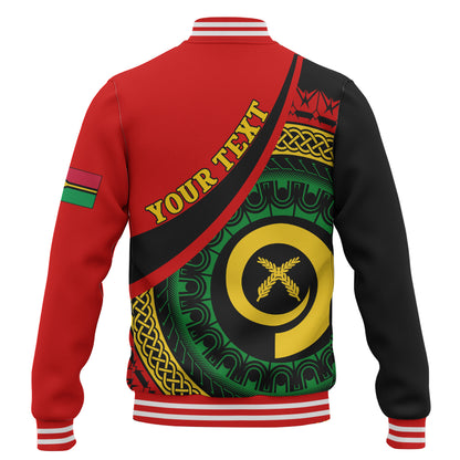 Vanuatu Baseball Jacket Custom Melanesian Tribal Circle Tattoo Style