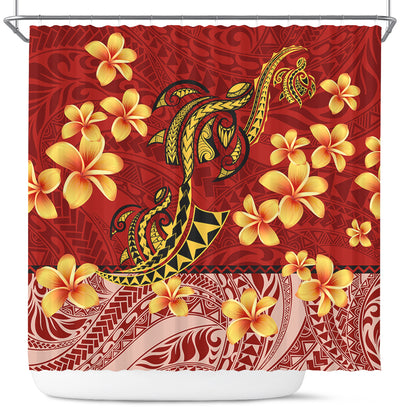 Hawaii Shower Curtain Plumeria Flower Fabric Design