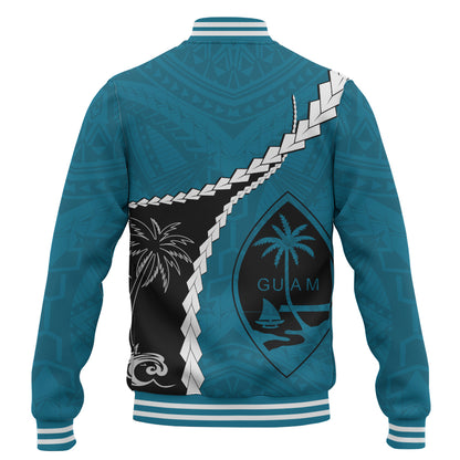 Guam Baseball Jacket Tribal Spirits Coconut Tree