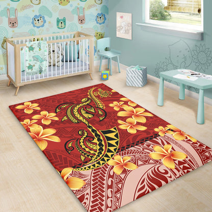 Hawaii Area Rug Plumeria Flower Fabric Design
