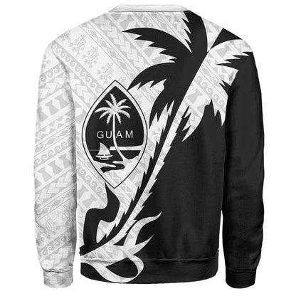 Guam Sweatshirt Custom Tribal Coconut Tree Half Style