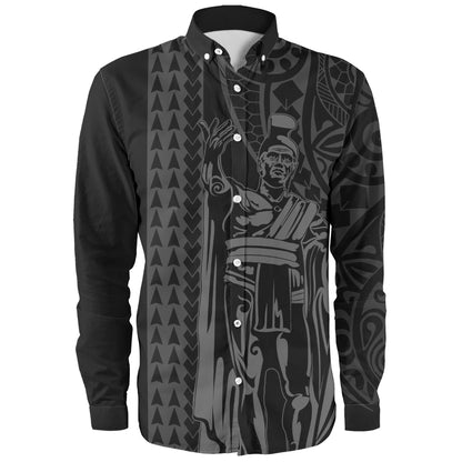 Hawaii Long Sleeve Shirt Polynesian Tribal King Kamehameha I Kakau