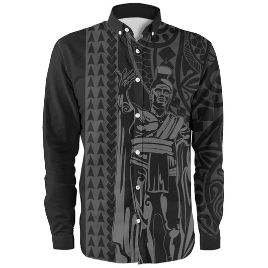 Hawaii Long Sleeve Shirt Polynesian Tribal King Kamehameha I Kakau
