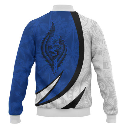Guam Baseball Jacket Seal And Map Tribal Coconut Tree Pattern Circle Curve