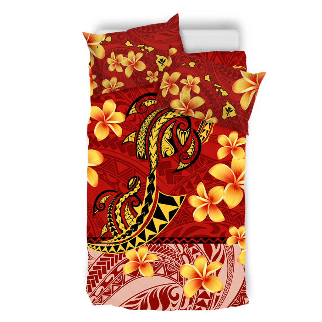 Hawaii Bedding Set Plumeria Flower Fabric Design