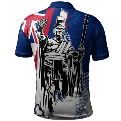 Hawaii Polo Shirt King Kamehameha I Flag Tropical