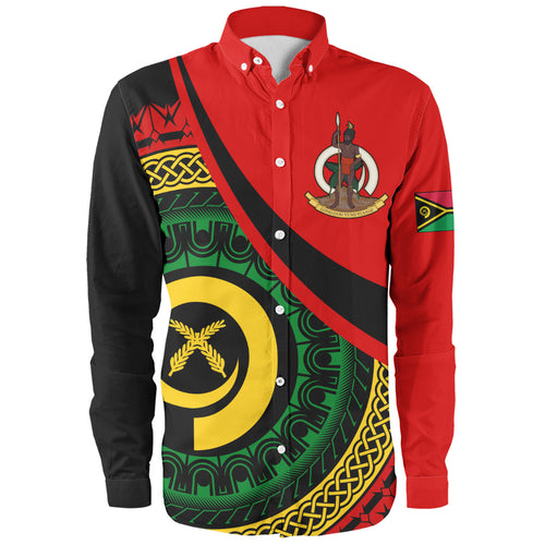 Vanuatu Long Sleeve Shirt Custom Melanesian Tribal Circle Tattoo Style