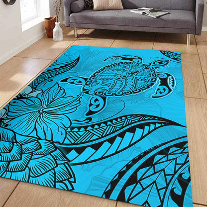 Hawaii Area Rug Tribal Turtle And Flowers Island Life