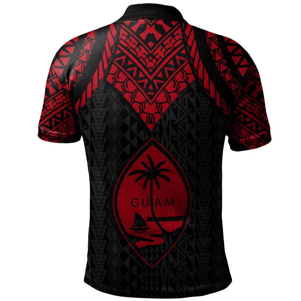 Guam Polo Shirt Polynesian Armor Style Red