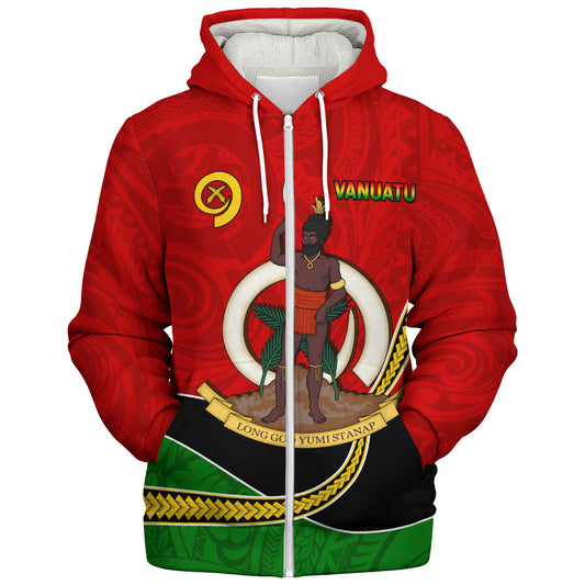 Vanuatu Sherpa Hoodie Melanesian Spirit Totem Art