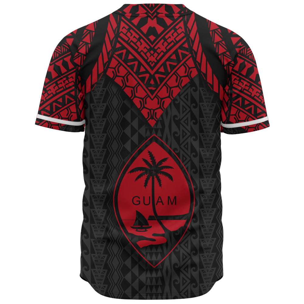 Guam Baseball Shirt Polynesian Armor Style Red