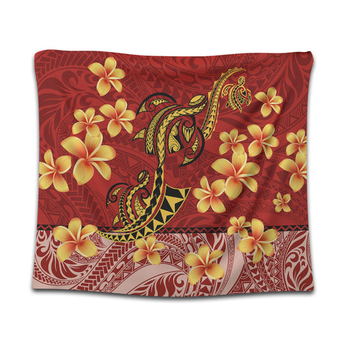 Hawaii Tapestry Plumeria Flower Fabric Design
