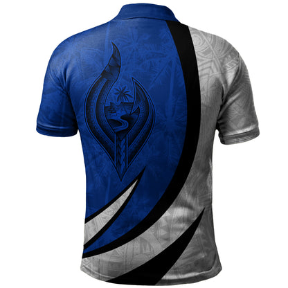 Guam Polo Shirt Seal And Map Tribal Coconut Tree Pattern Circle Curve