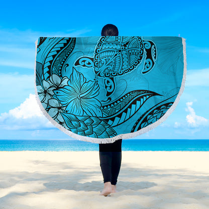 Hawaii Beach Blanket Tribal Turtle And Flowers Island Life