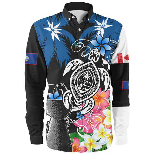 Guam Long Sleeve Shirt Chamorro With Seal Turtle Coconut Tree
