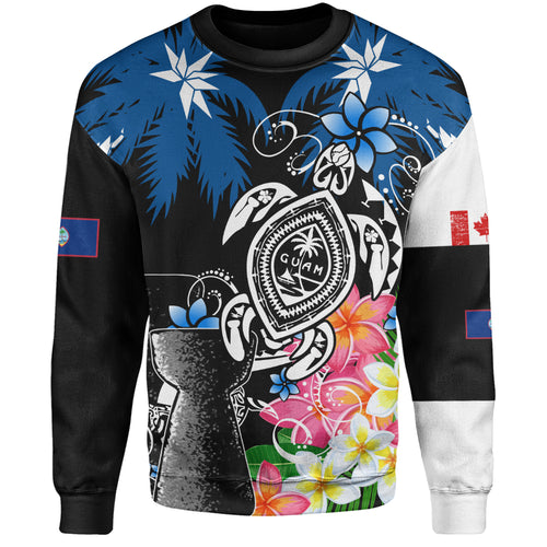 Guam Sweatshirt Chamorro With Seal Turtle Coconut Tree