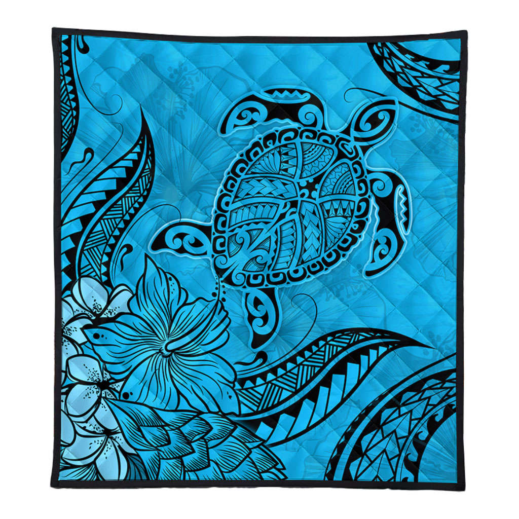 Hawaii Premium Quilt Tribal Turtle And Flowers Island Life