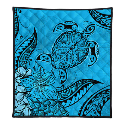 Hawaii Premium Quilt Tribal Turtle And Flowers Island Life