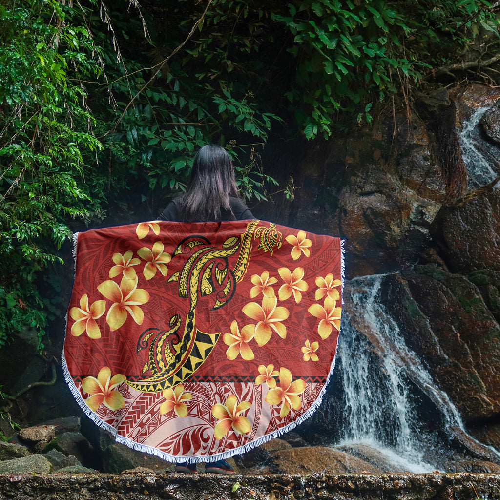 Hawaii Beach Blanket Plumeria Flower Fabric Design