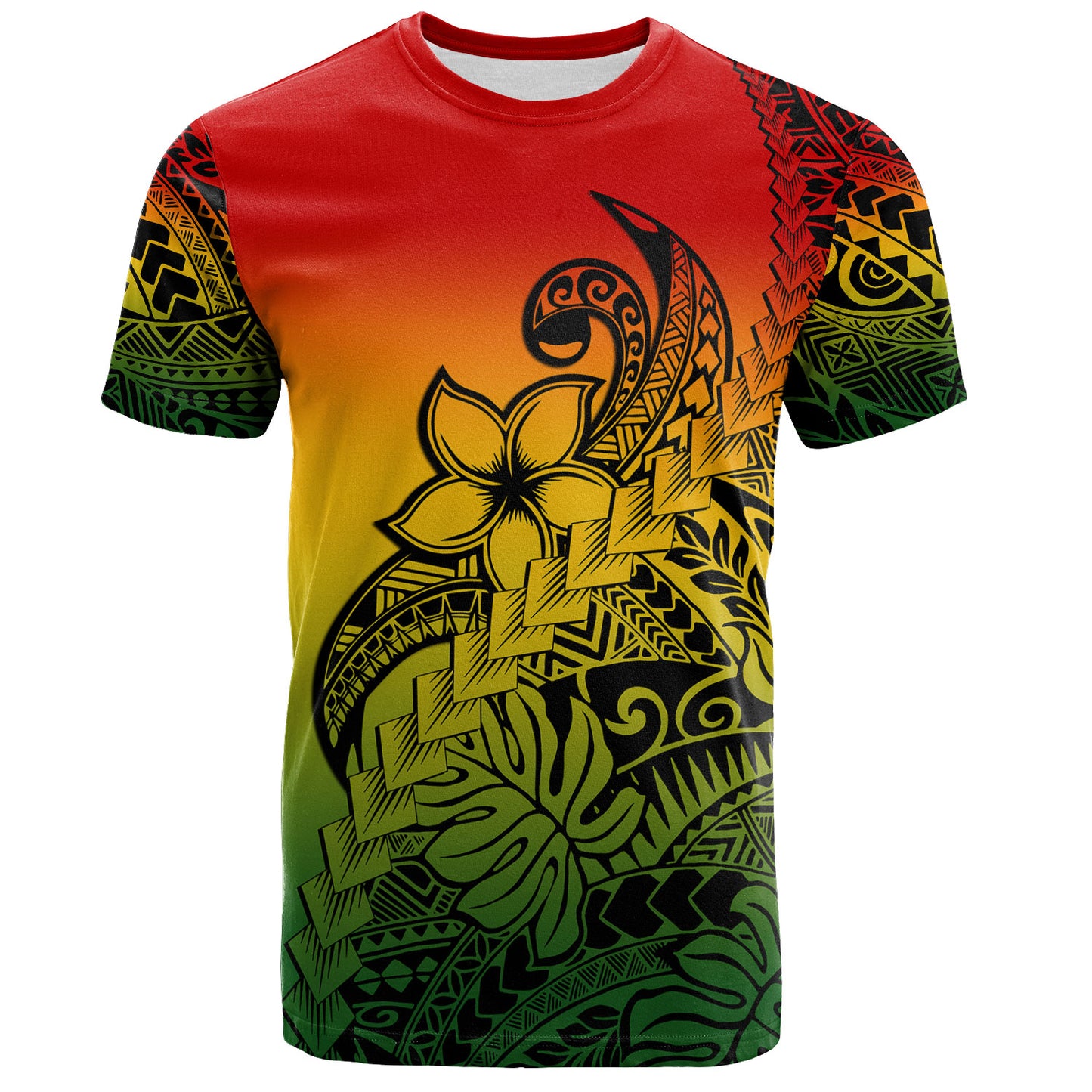 Polynesian T-Shirt Tribal Plumeria Beautiful Reggae