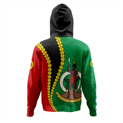 Vanuatu Hoodie Tattoo With Tree Coconut Pattern