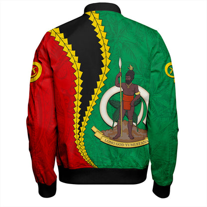 Vanuatu Bomber Jacket Tattoo With Tree Coconut Pattern
