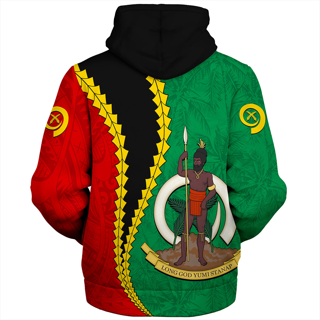 Vanuatu Sherpa Hoodie Tattoo With Tree Coconut Pattern
