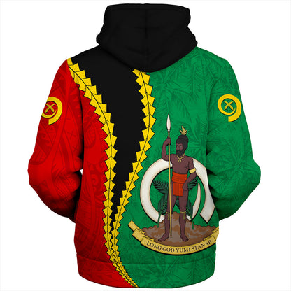 Vanuatu Sherpa Hoodie Tattoo With Tree Coconut Pattern