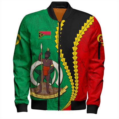 Vanuatu Bomber Jacket Tattoo With Tree Coconut Pattern