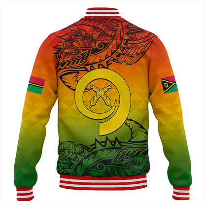 Vanuatu Baseball Jacket Polynesia Tribal Pattern With Map