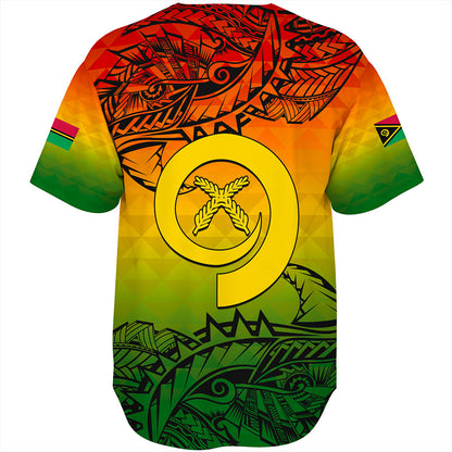 Vanuatu Baseball Shirt Polynesia Tribal Pattern With Map