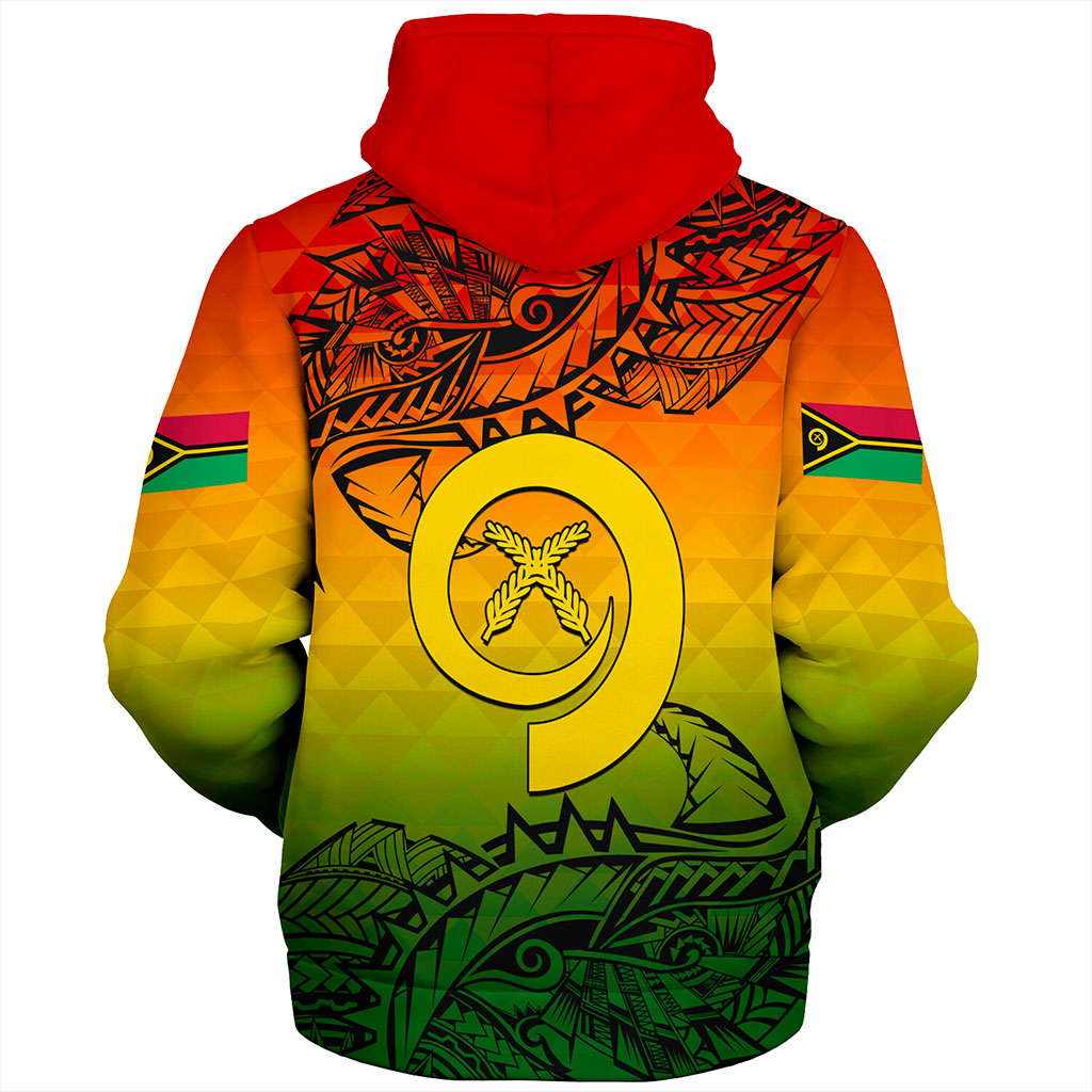 Vanuatu Sherpa Hoodie Polynesia Tribal Pattern With Map