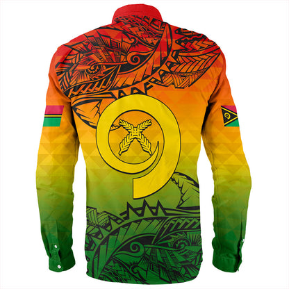 Vanuatu Long Sleeve Shirt Polynesia Tribal Pattern With Map