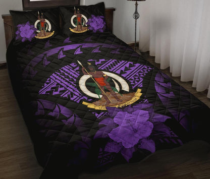 Vanuatu Polynesian Quilt Bed Set Hibiscus Purple