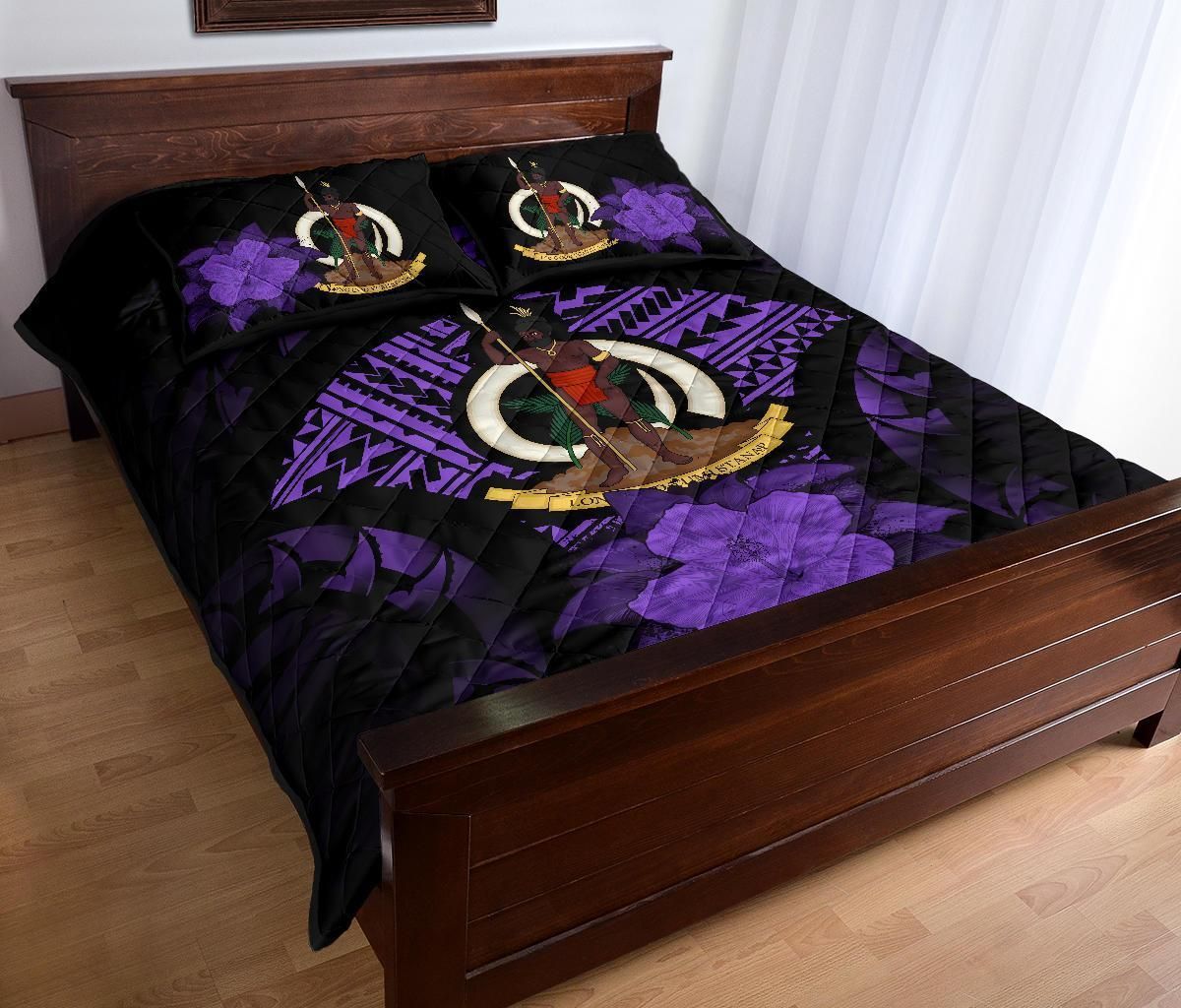 Vanuatu Polynesian Quilt Bed Set Hibiscus Purple