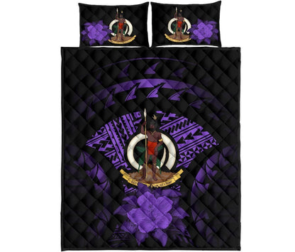 Vanuatu Polynesian Quilt Bed Set Hibiscus Purple