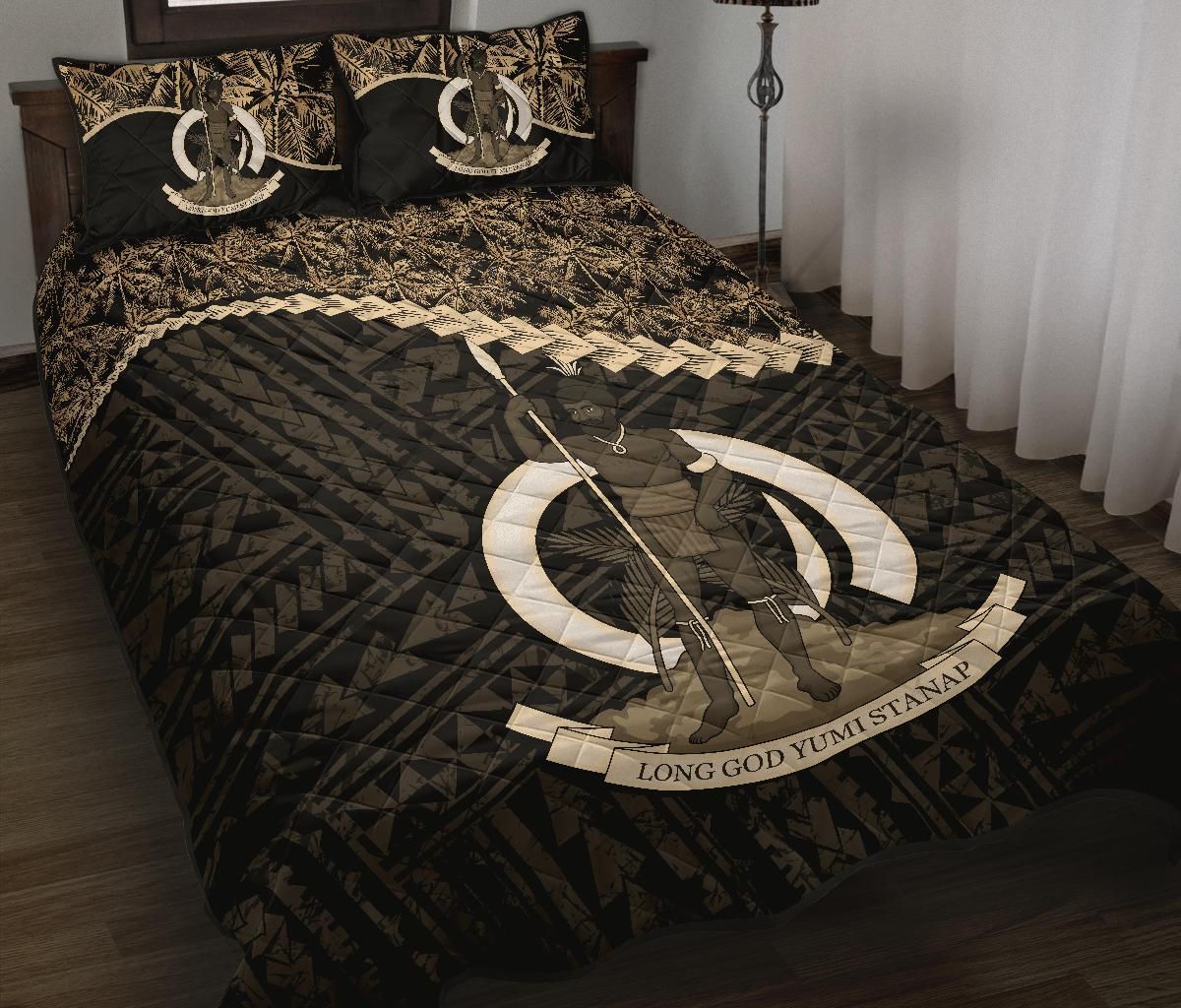 Vanuatu Polynesian Quilt Bed Set Golden Coconut