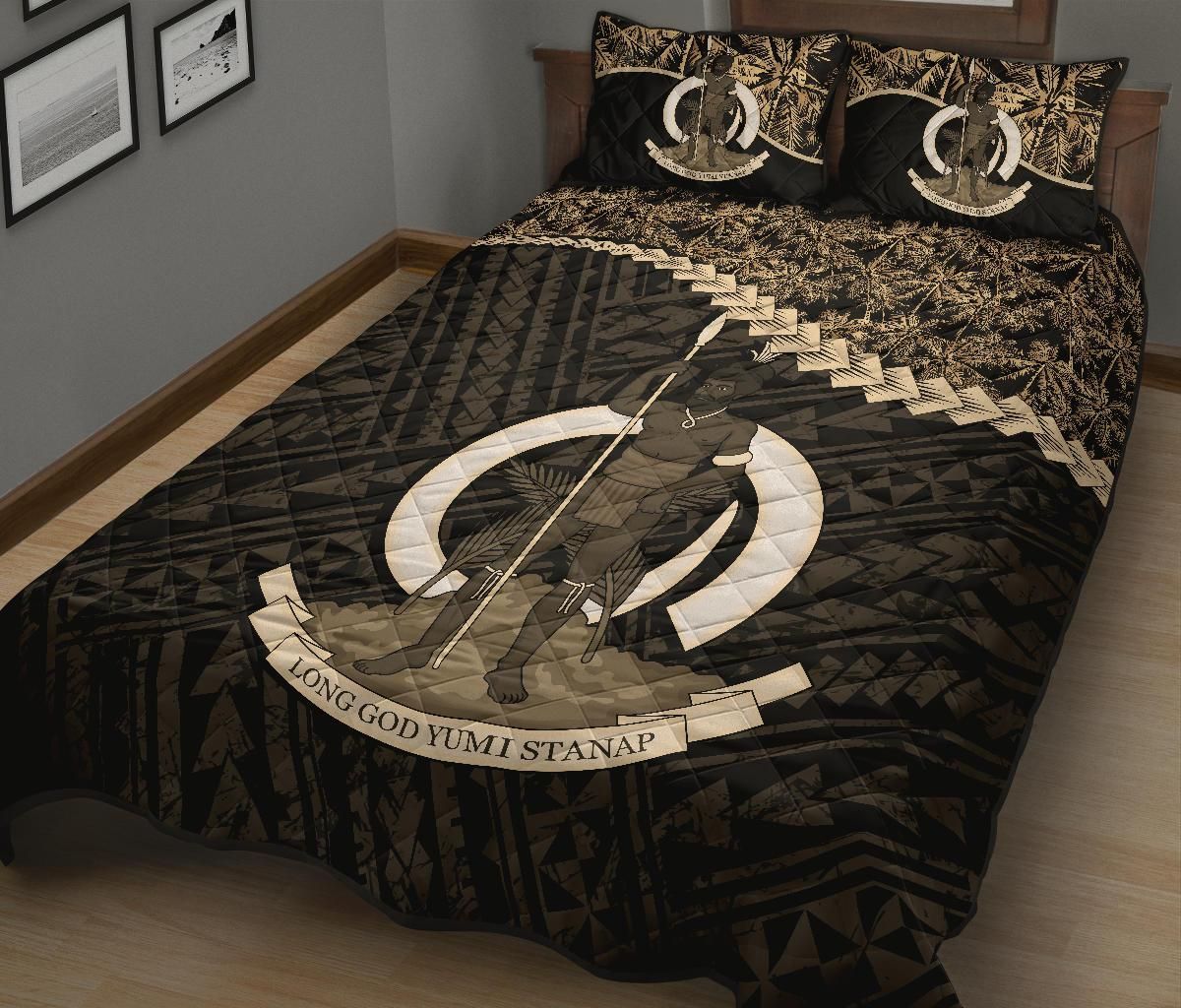 Vanuatu Polynesian Quilt Bed Set Golden Coconut