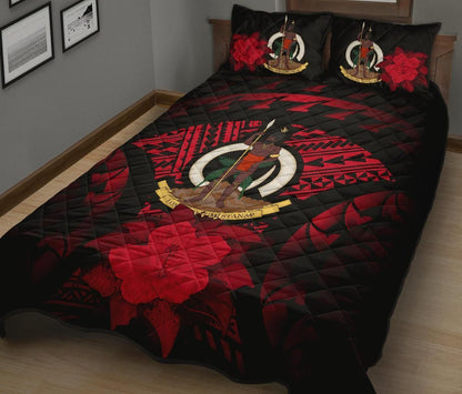 Vanuatu Polynesian Quilt Bed Set Hibiscus Red