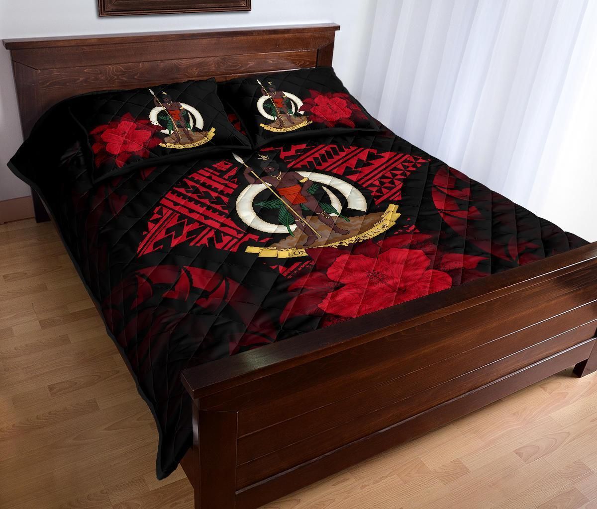 Vanuatu Polynesian Quilt Bed Set Hibiscus Red