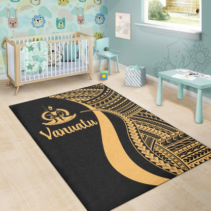Vanuatu Area Rug - Gold Polynesian Tentacle Tribal Pattern