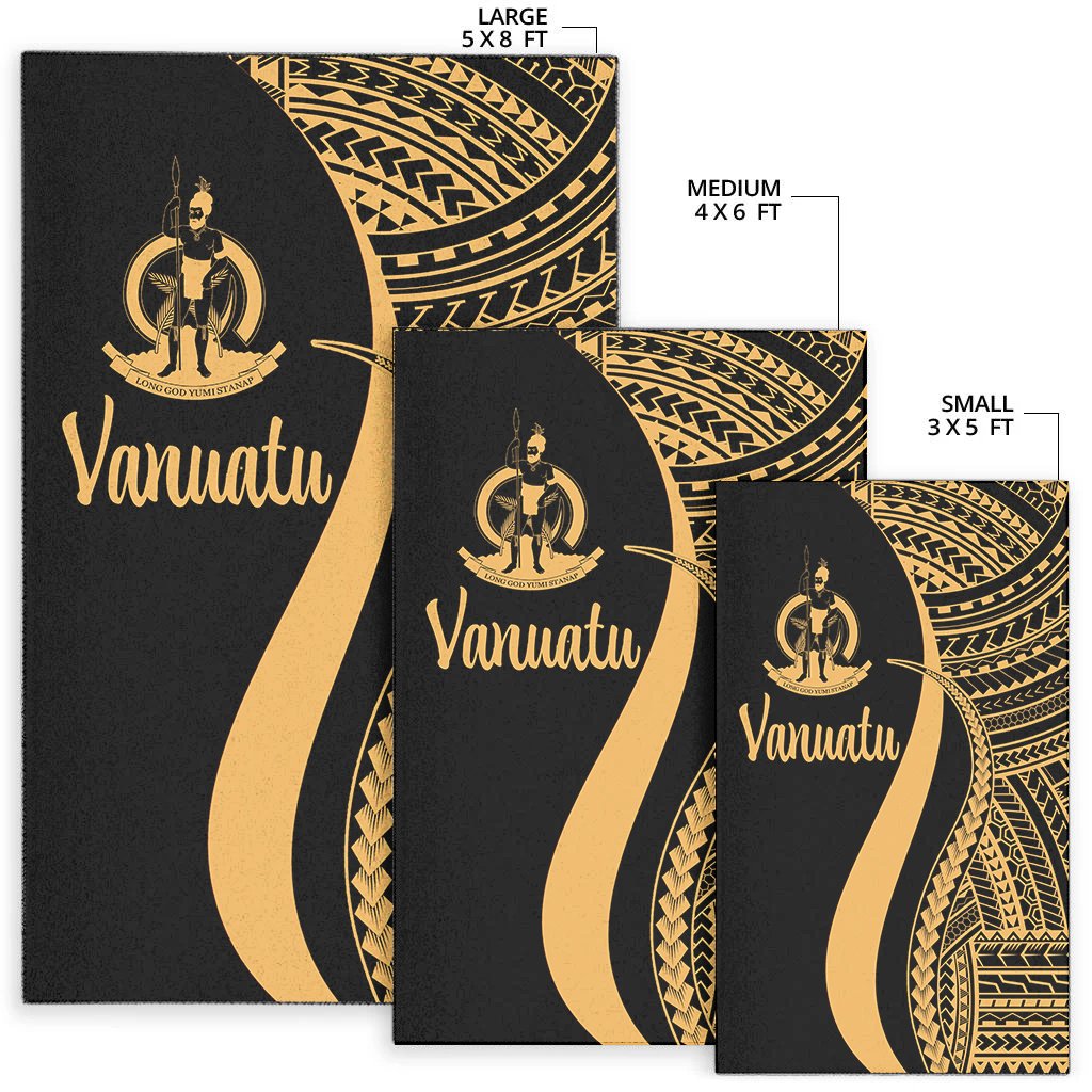 Vanuatu Area Rug - Gold Polynesian Tentacle Tribal Pattern